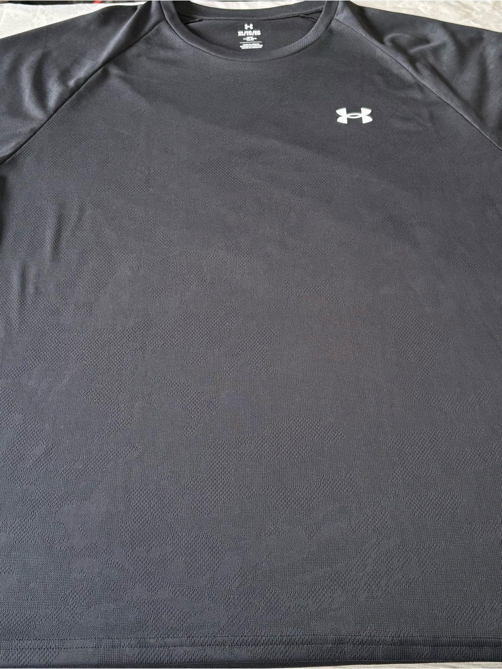 Under Armour Men's Black Crew Neck Short Sleeve Tee with White Logo